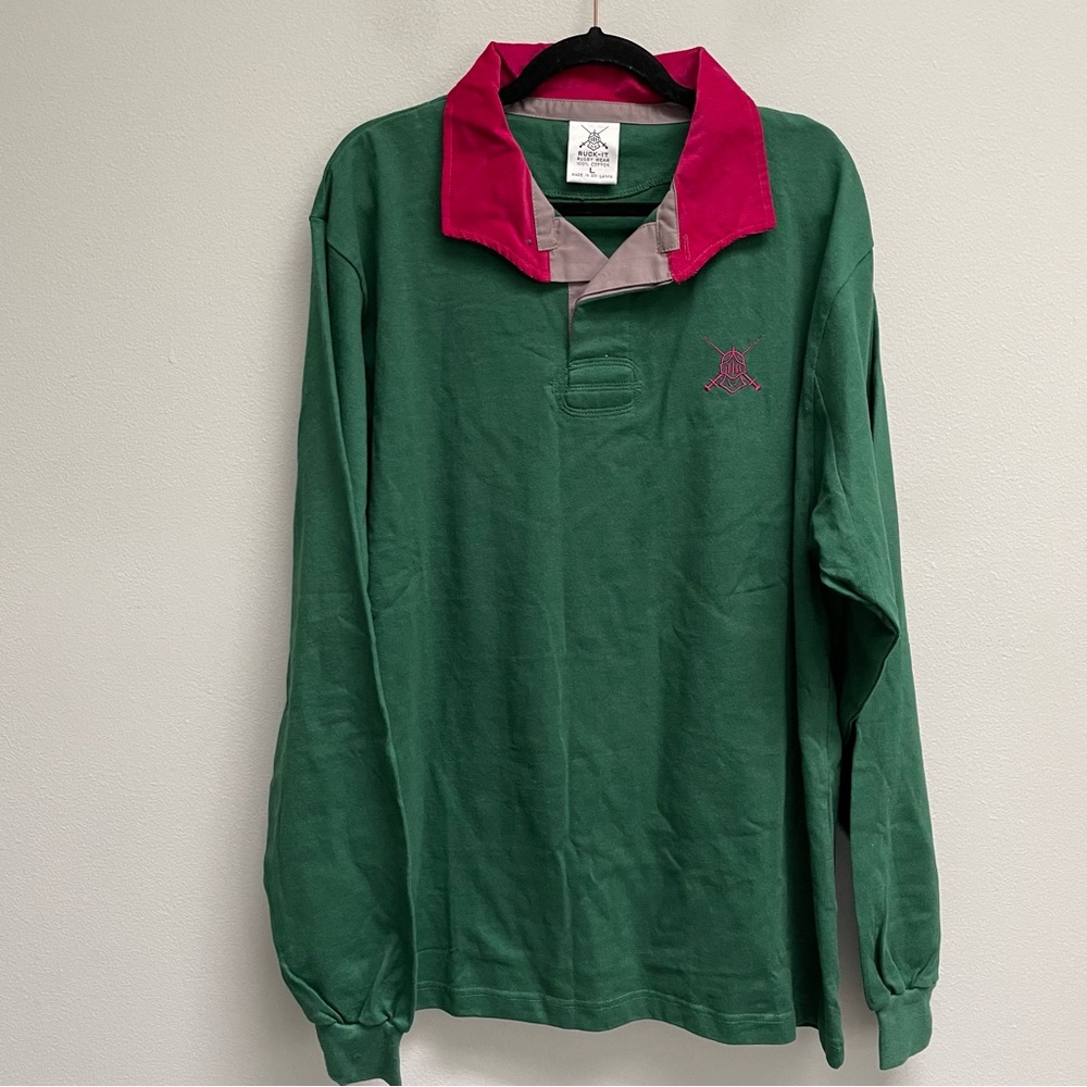 Rock-It rugby polo shirt long sleeve men’s large corduroy collar